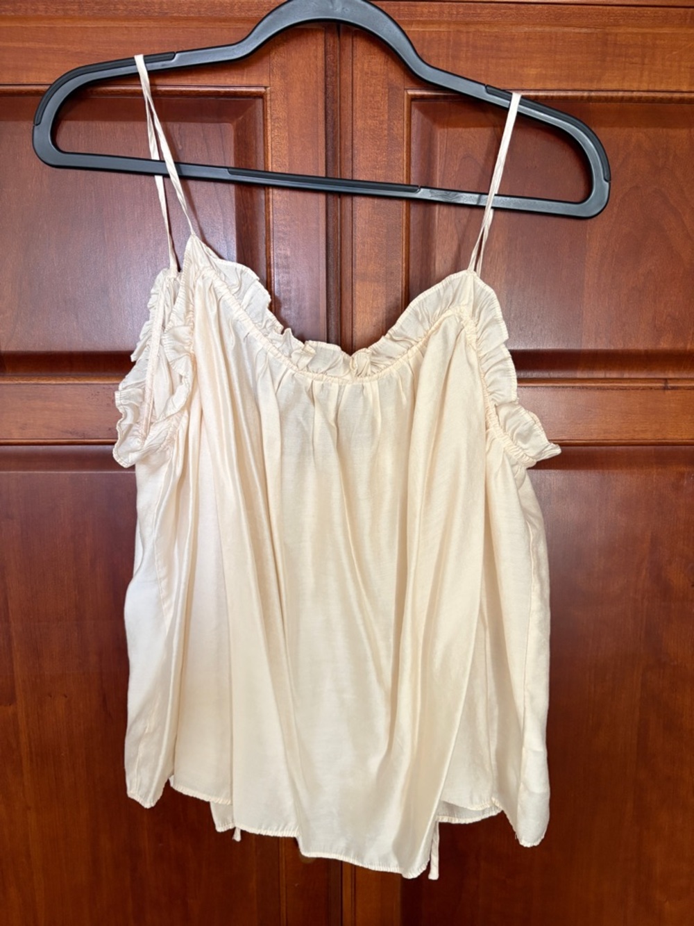 H&M Cream Ruffle-Trim Spaghetti Strap Camisole